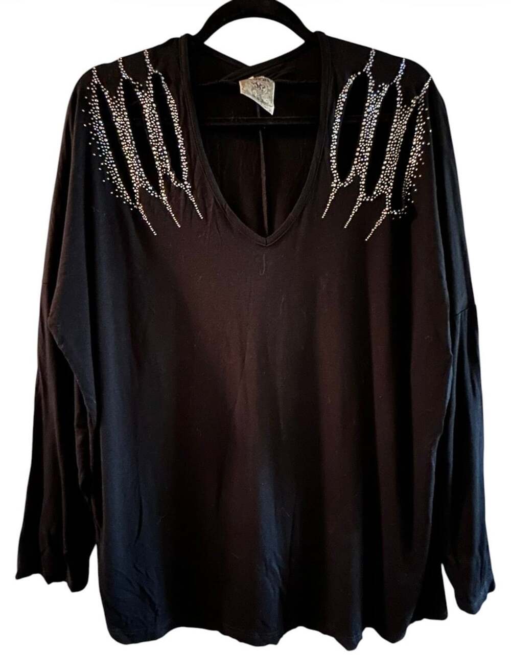 Vocal Black Sequined Top Size 1XL